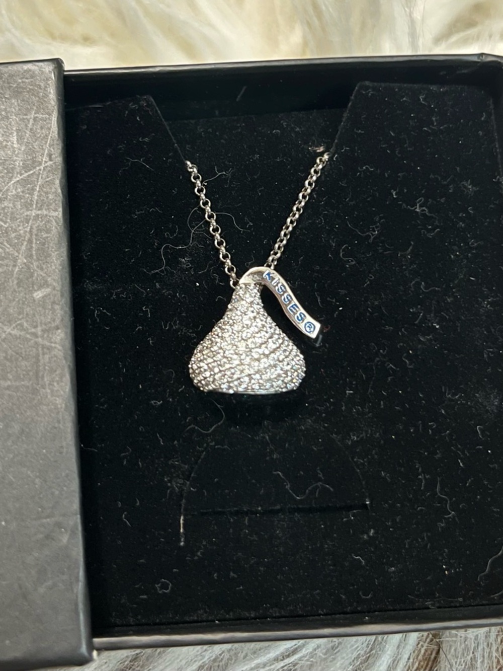 Silver Pavé Hershey Kiss Pendant Necklace - Picture 6 of 7
